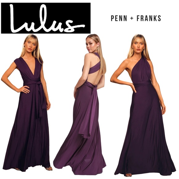 Lulus Versatile/Infinity Dress, PURPLE, Multiple Designs, Size L, - Picture 2 of 11